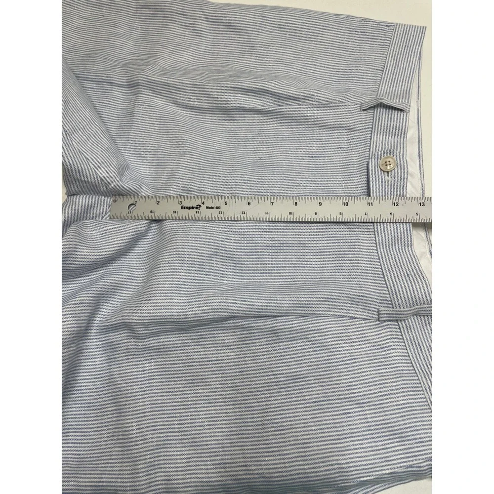 New Banana Republic Blue White Striped‎ Linen Pleated Trousers 38 Beach Coastal